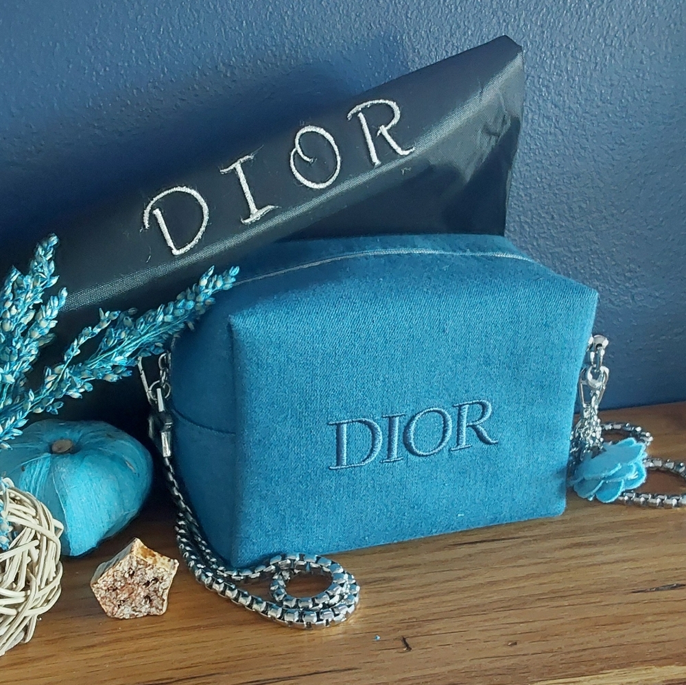 DIOR BLUE DENIM CROSSBODY/COSMETIC BAG